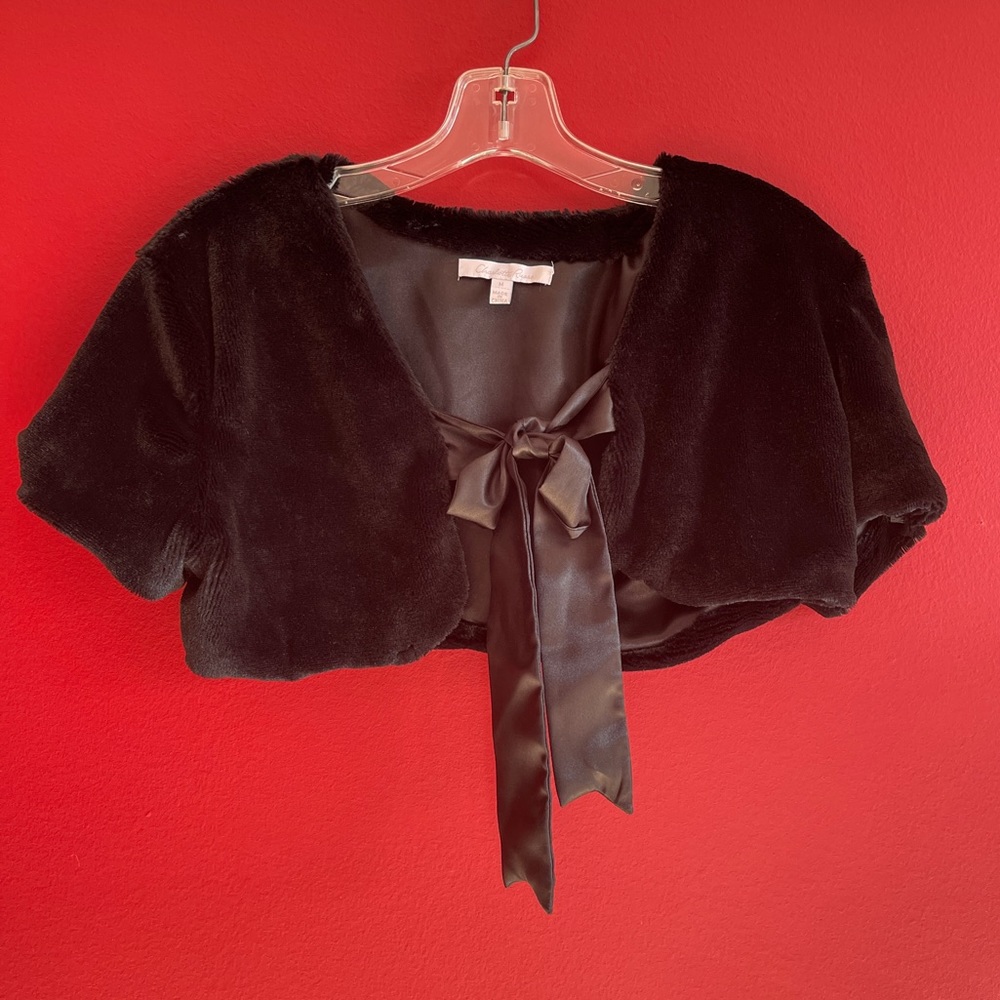 Faux Fur Stole with Satin Tie